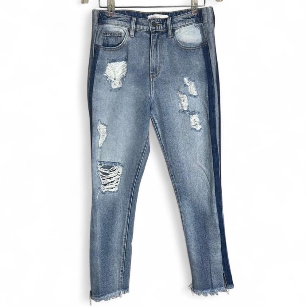 Hidden Distressed Ankle-Cropped Skinny Jeans